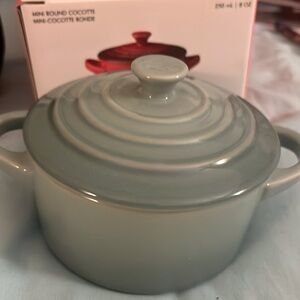 NEW Le Creuset Stoneware Mini Cocotte Round, 10cm, 8 oz, Blue/green
